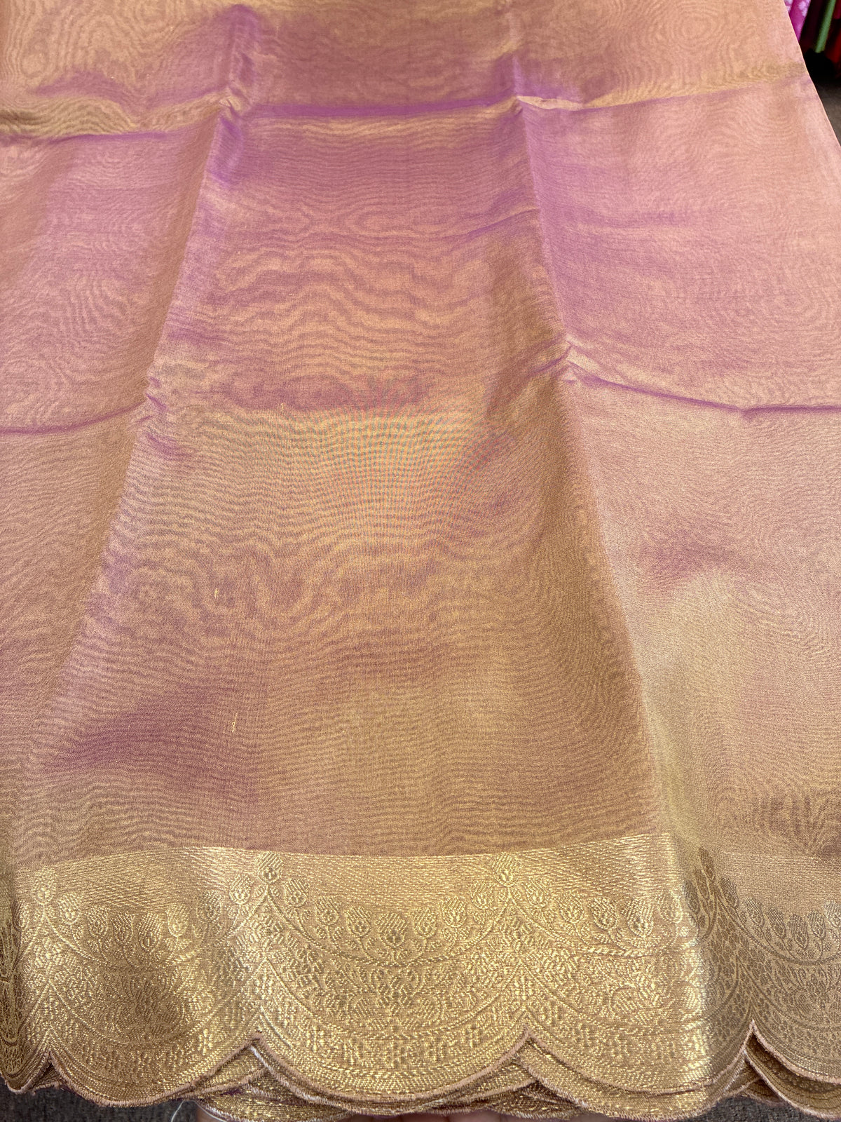 Glam tissue saree with Scallop - Pink