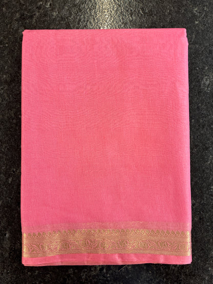 Pure Chanderi Cotton Saree - Pink
