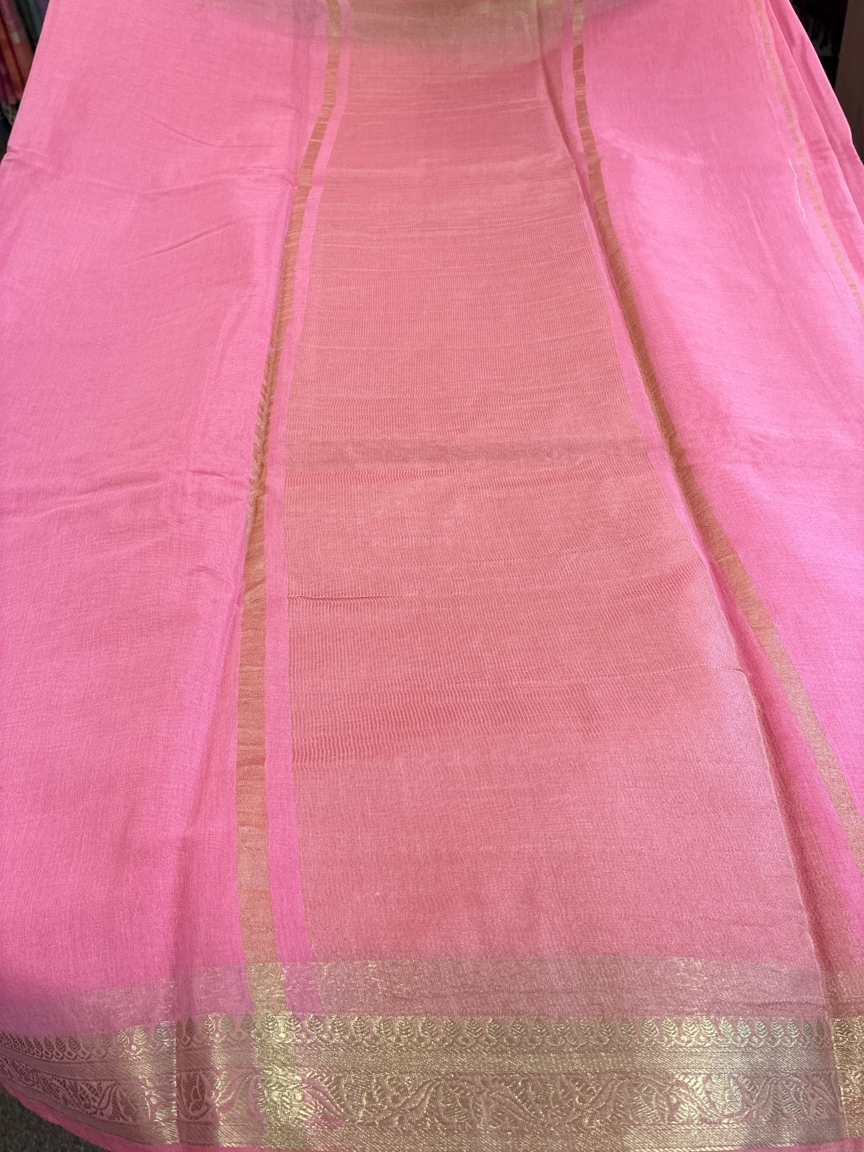 Pure Chanderi Cotton Saree - Pink
