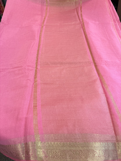 Pure Chanderi Cotton Saree - Pink