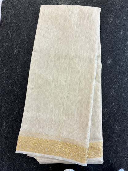 Linen Saree - Cream