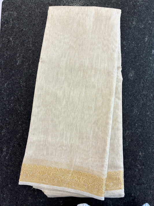 Linen Saree - Cream