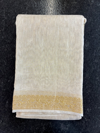 Linen Saree - Cream