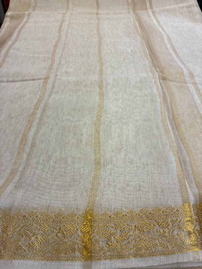 Linen Saree - Cream
