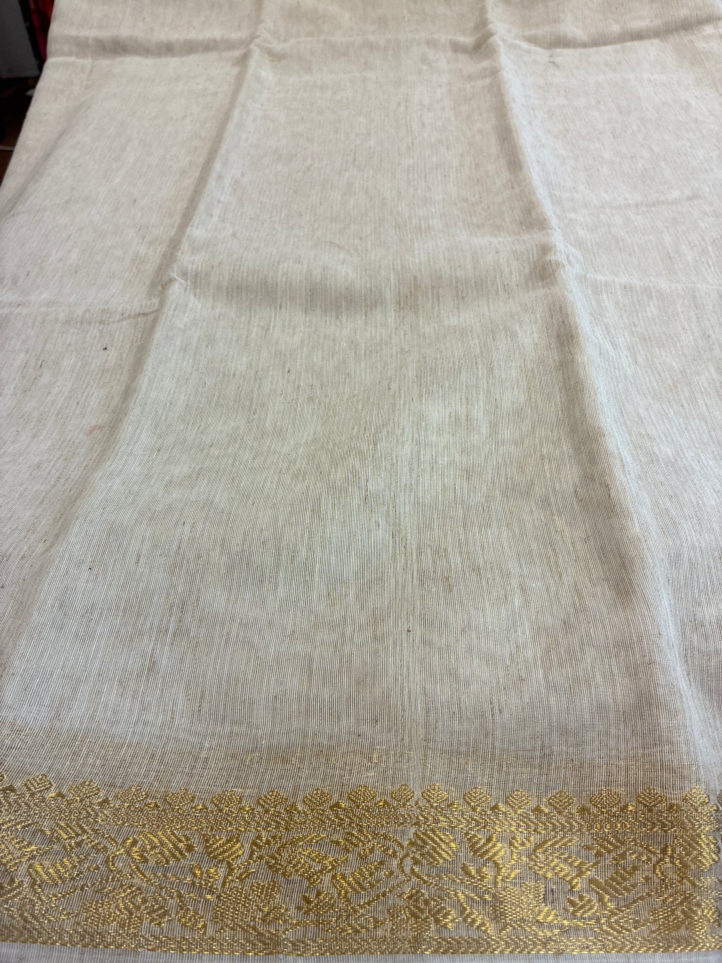 Linen Saree - Cream
