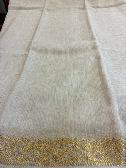 Linen Saree - Cream