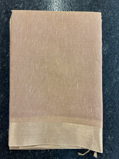 Linen Tissue saree - Brown