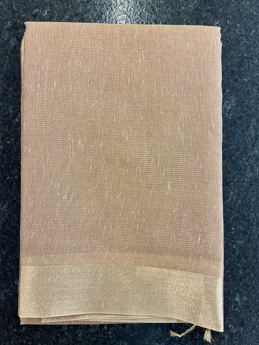 Linen Tissue saree - Brown