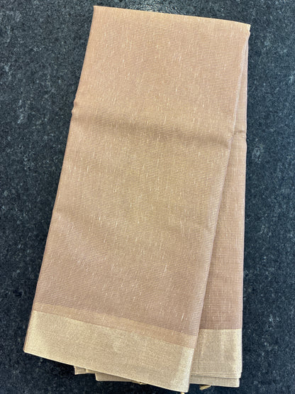 Linen Tissue saree - Brown