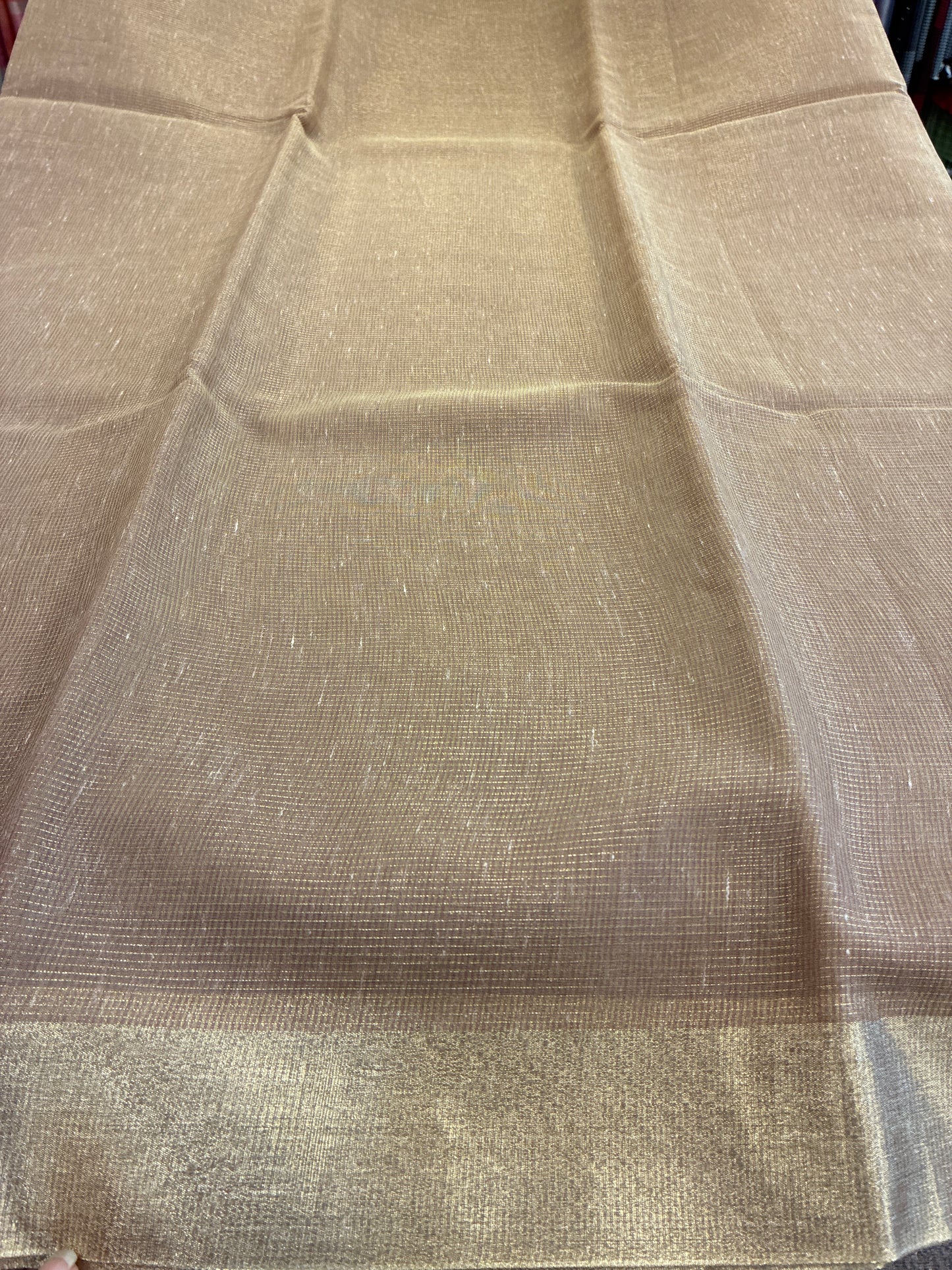 Linen Tissue saree - Brown