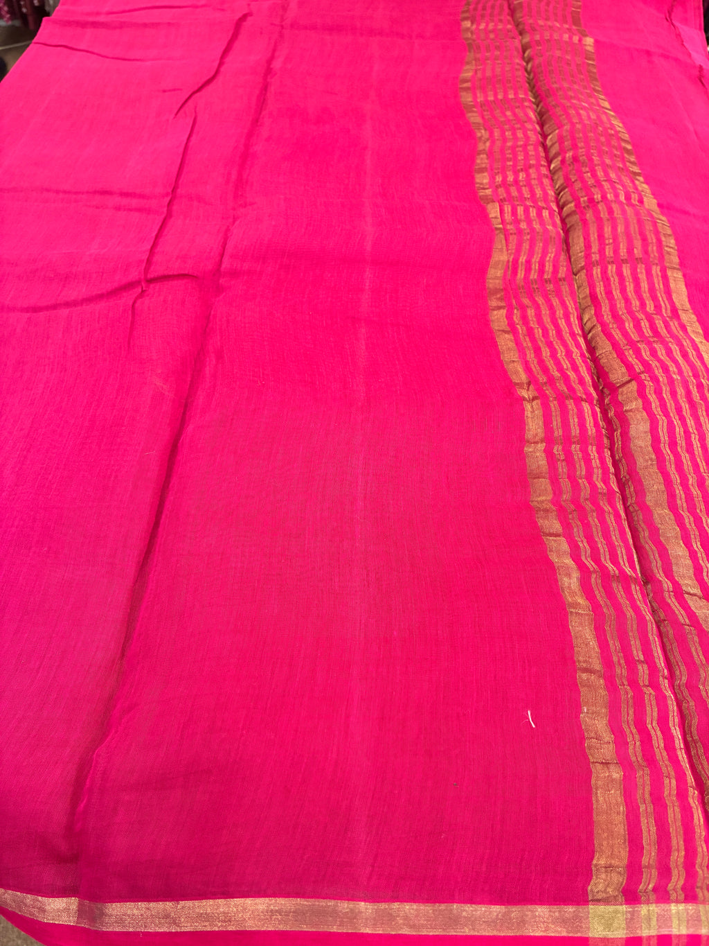 Pure Chanderi Cotton handloom saree - Pink