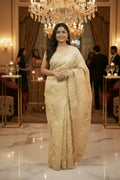 Pure Kora Silk Designer Saree - Beige