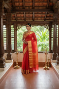 Pure Organza Silk Saree - Classic Banarasi Weaving in Orange