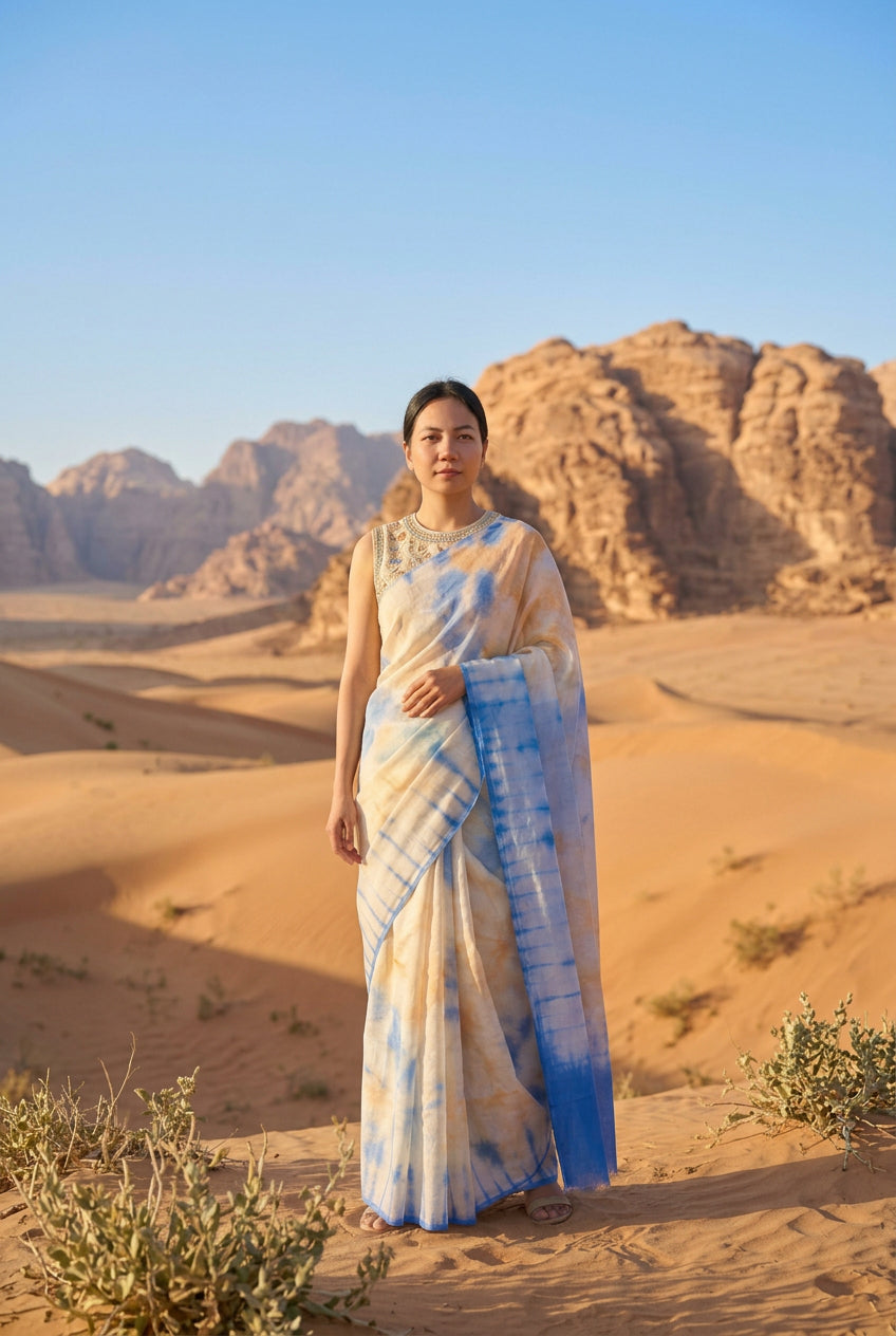 Bright Clouds - Banna's signature organza saree