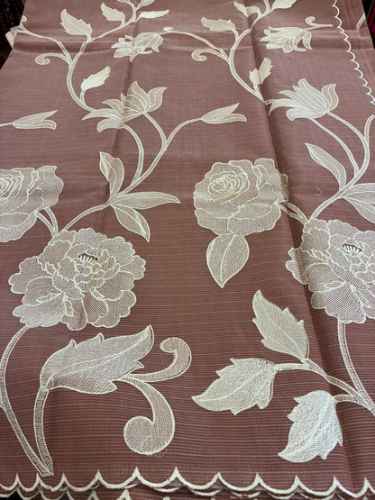 Soft Kota embroidery saree - Rust