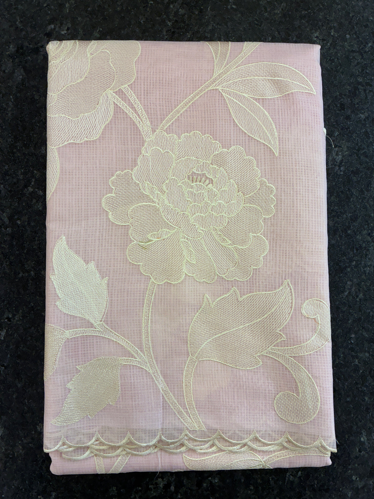 Soft Kota embroidery saree - Peachish Pink