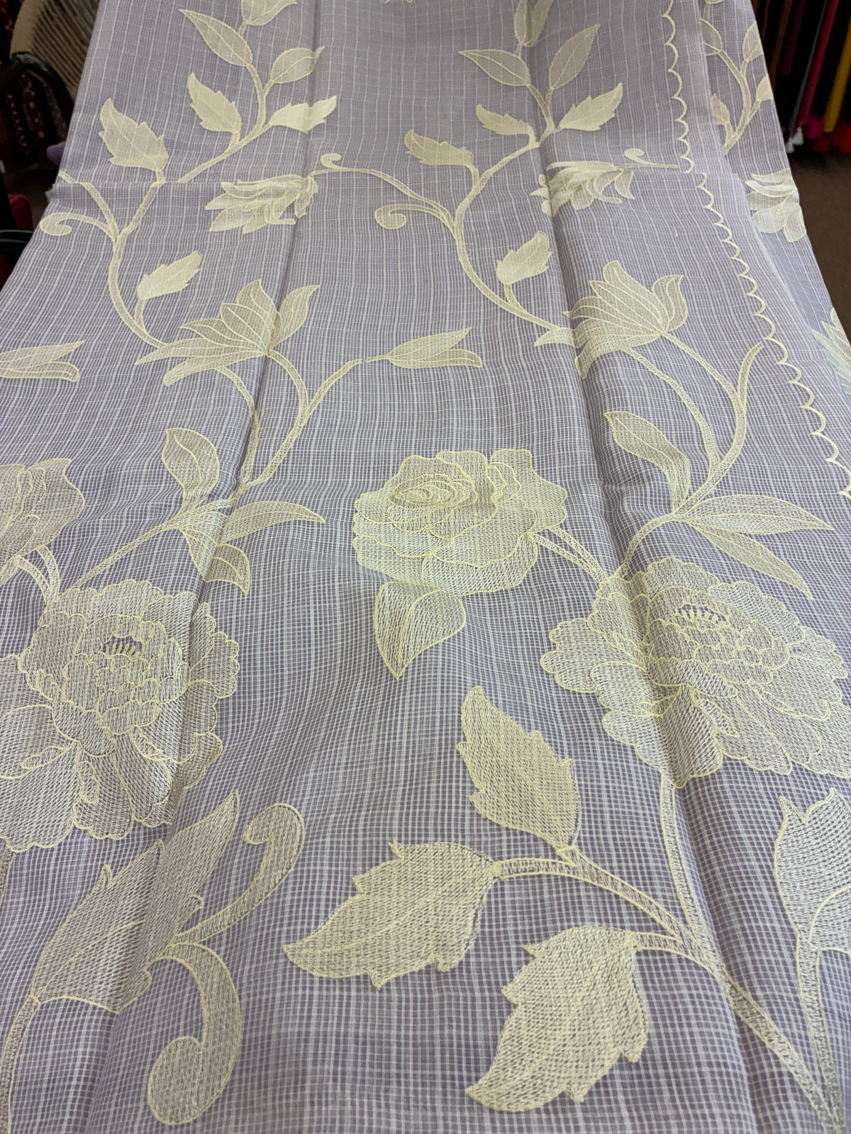 Soft Kota embroidery saree - Light Lavender