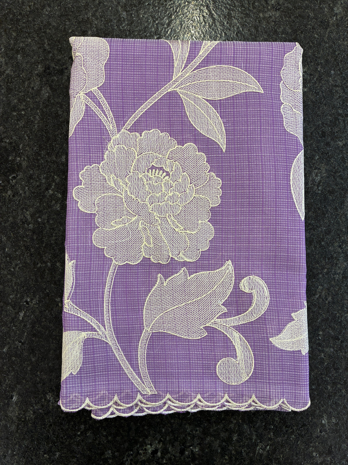 Soft Kota embroidery saree - Dark Lavender