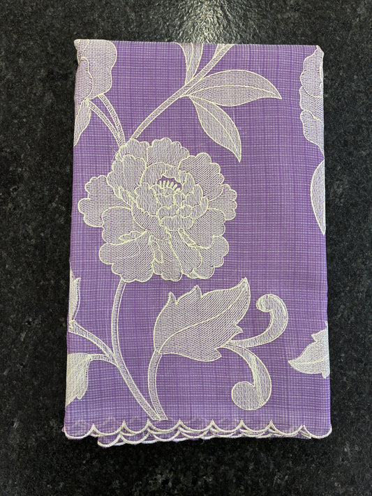 Soft Kota embroidery saree - Dark Lavender
