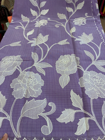Soft Kota embroidery saree - Dark Lavender