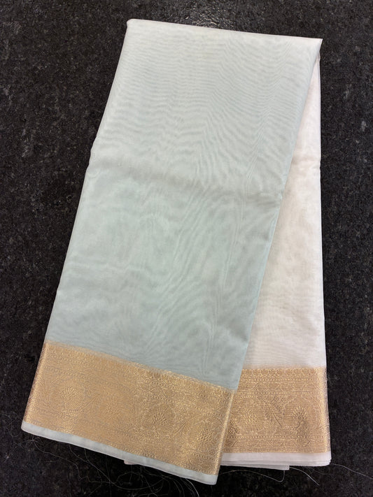 Ombre Banarasi Saree - Light and Dark Pastel Green