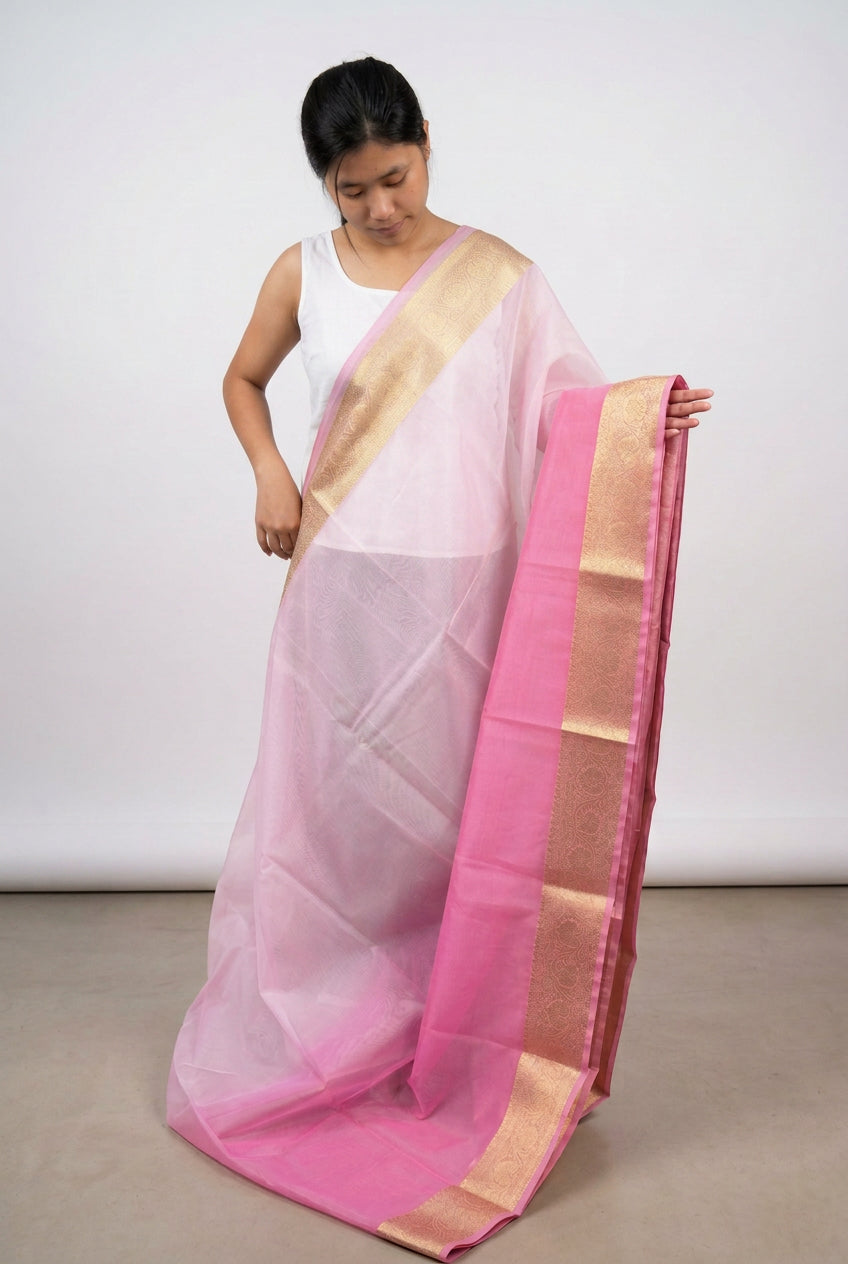 Ombre Banarasi Saree - Light and Dark Pink